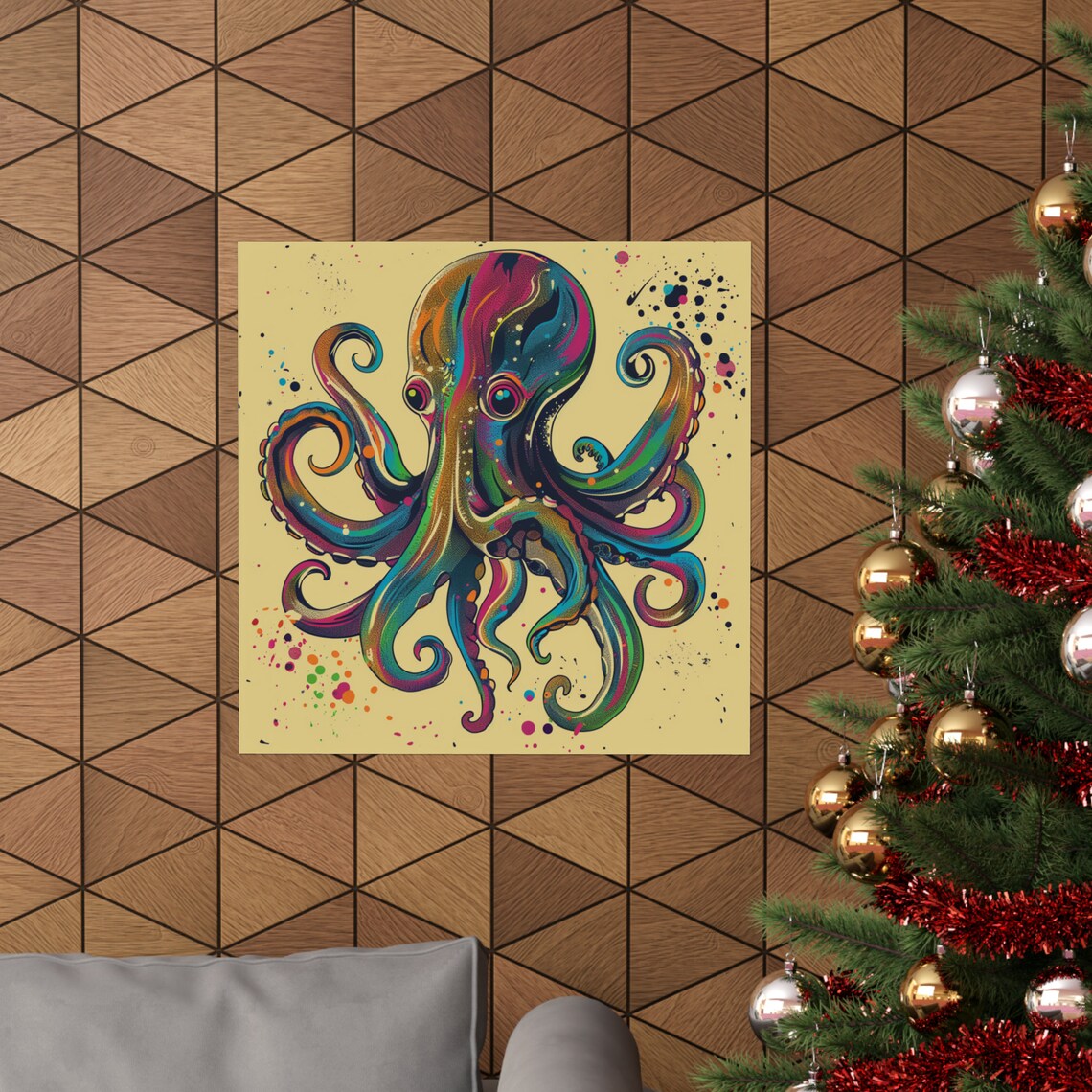 Vintage Retro Splatter Paint Octopus Art Print - Image 4