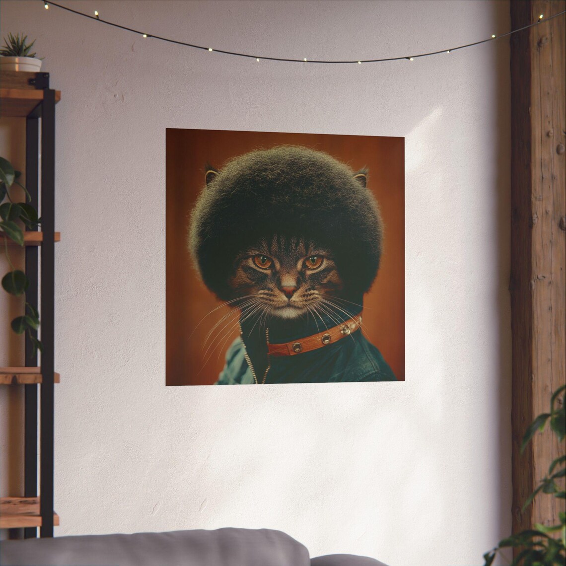 Whimsical Afro Cat, Vintage Kitty Poster - Image 3