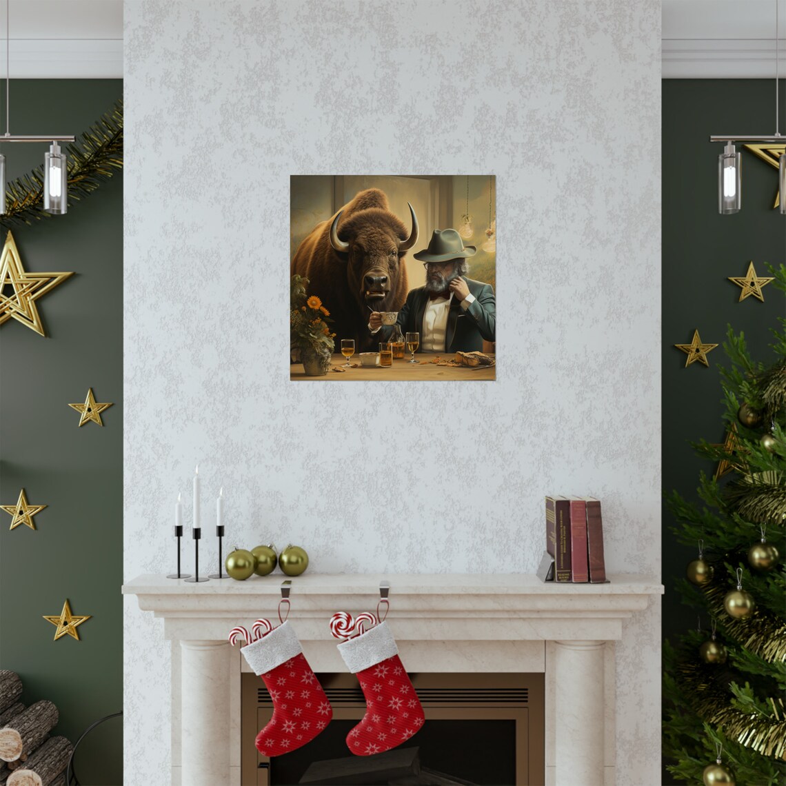 Dinner With A Side Of Bison, Animal Humor Art Print - Image 2