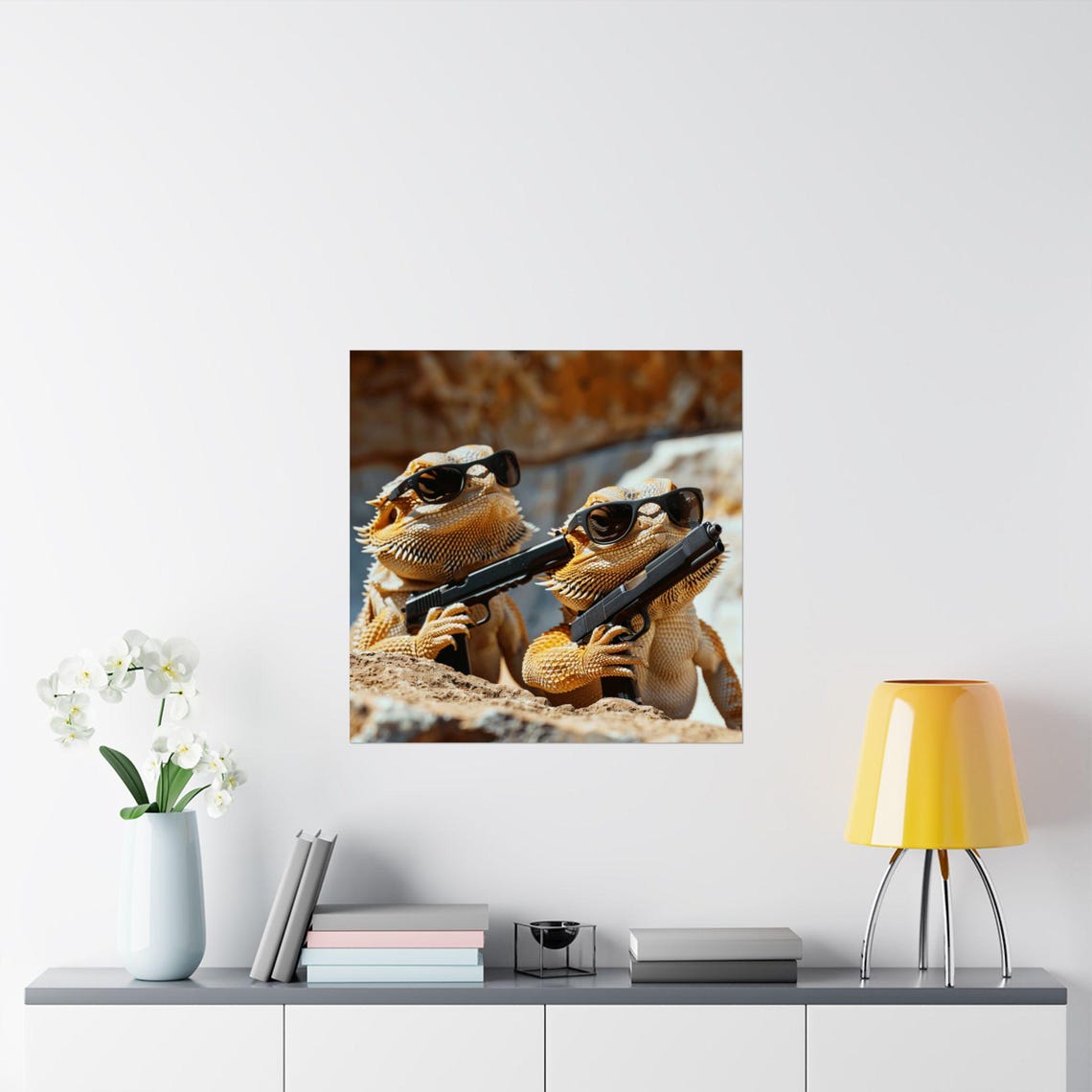 Bearded Dragons In Black Poster, Reptile Humor - Image 2