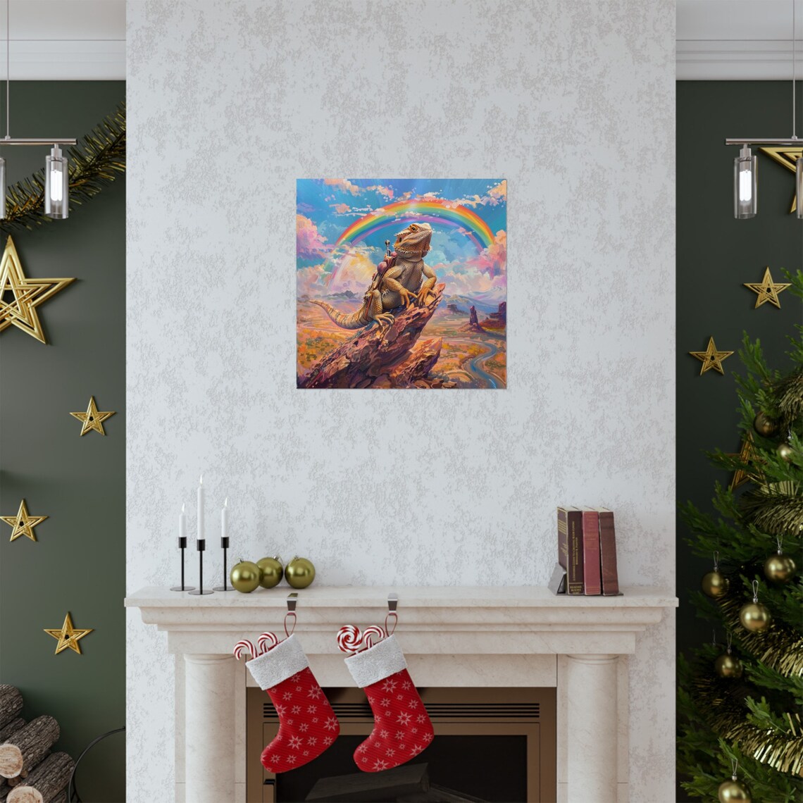Bearded Dragon Adventuring Under The Rainbow Art Print - Image 2