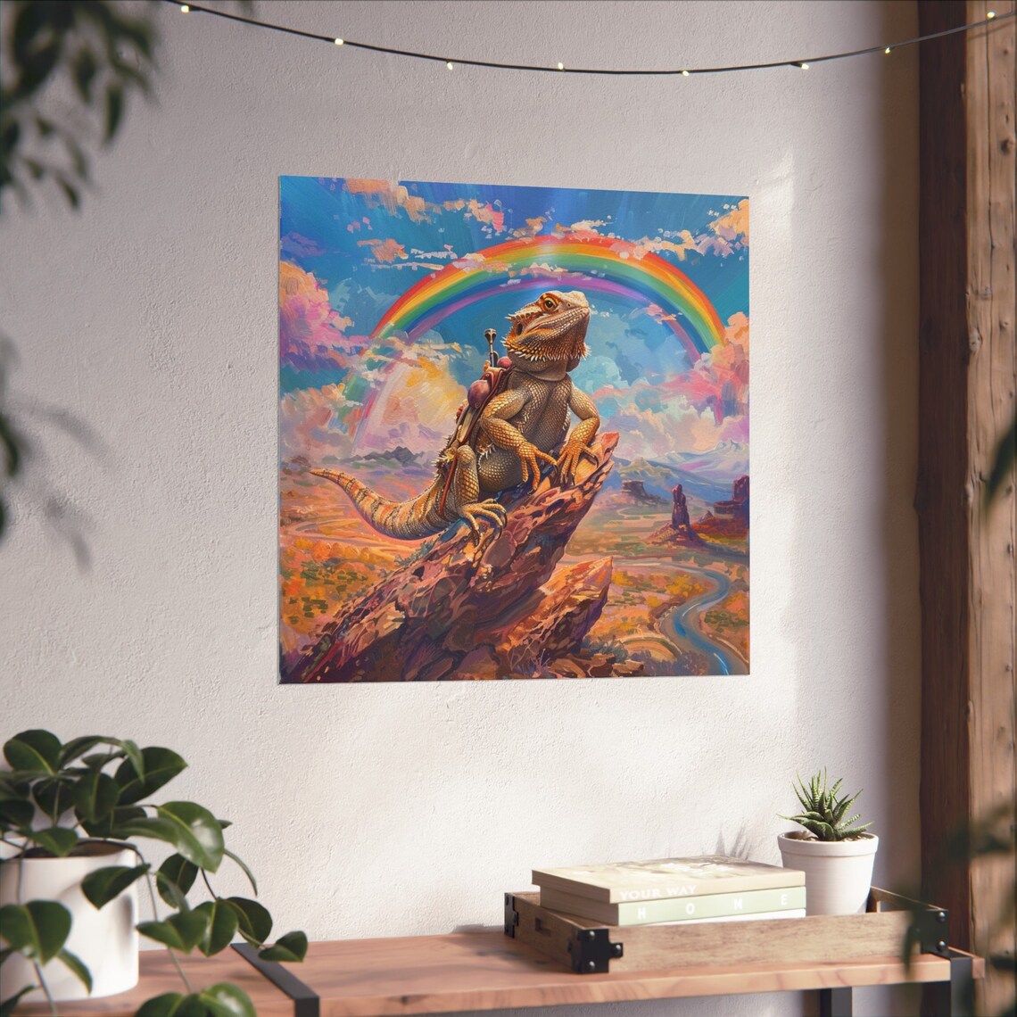 Bearded Dragon Adventuring Under The Rainbow Art Print