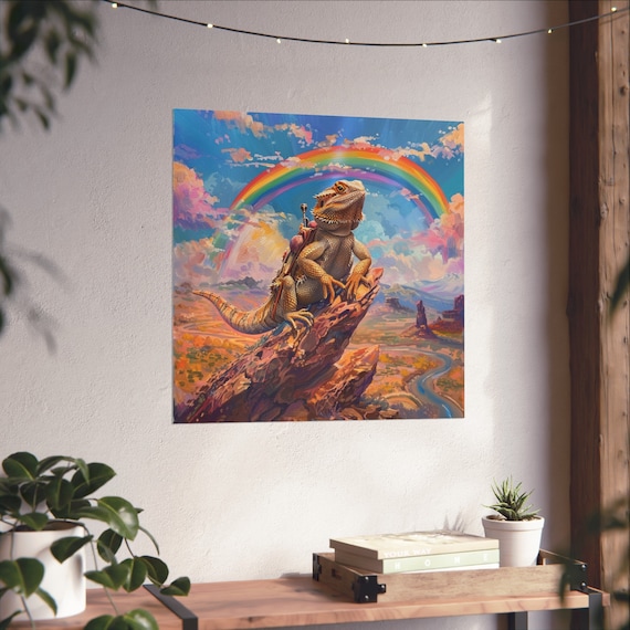 Bearded Dragon Adventuring Under The Rainbow Art Print