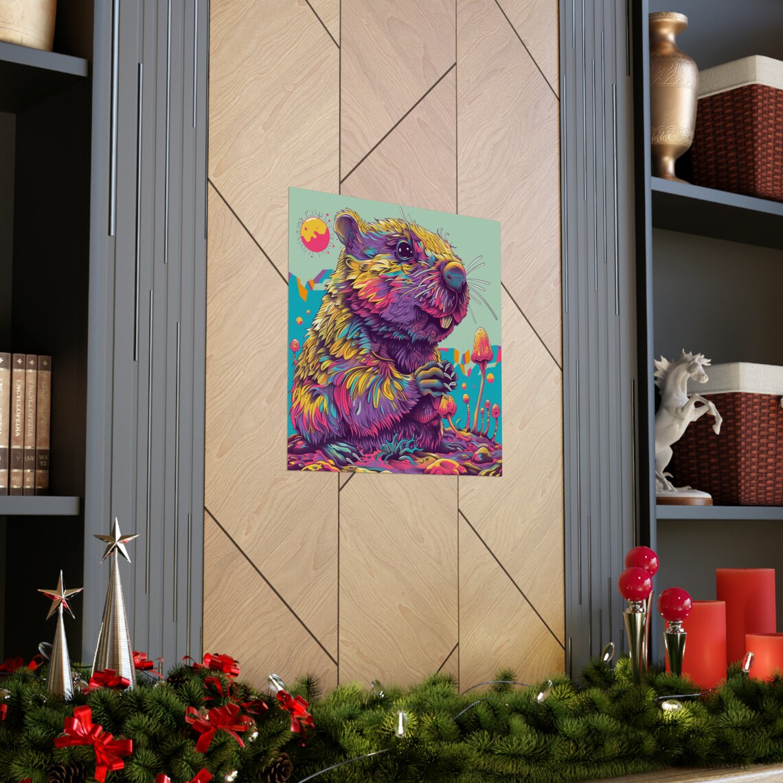 Beaver Mushroom Enthusiast Retro Psychedelic Poster - Image 3