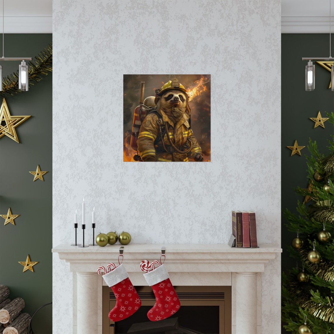 Sloth Fire Fighter Funny Humor Poster - Image 2