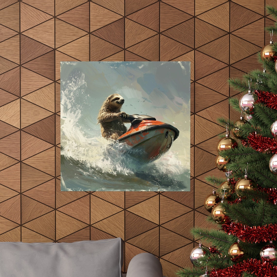 Sloth Driving a Jet Ski, Funny Sloth Poster - Image 4