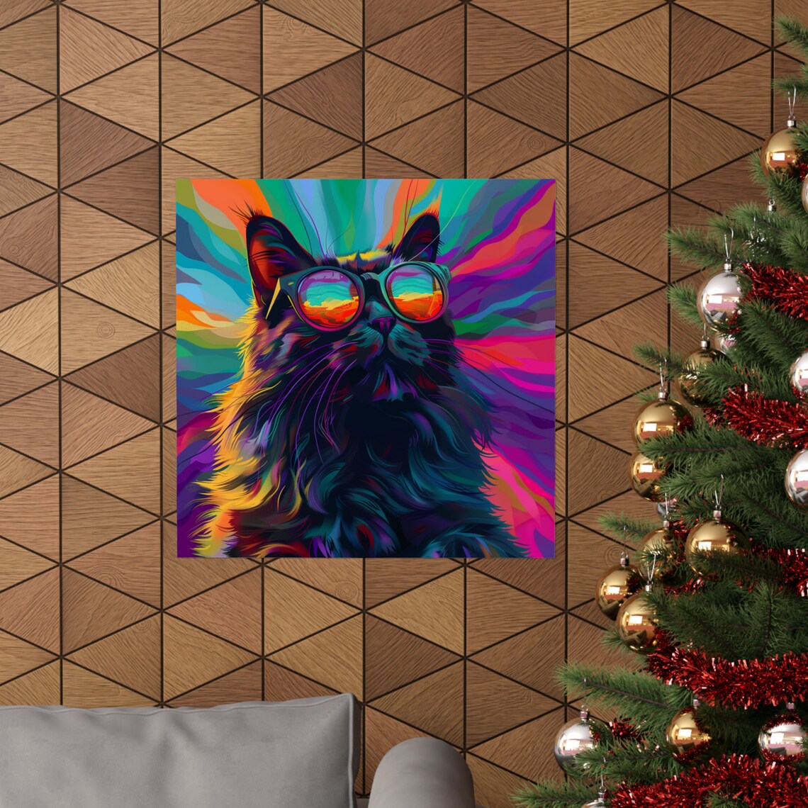 Cat Looking Through Rainbow Colored Glasses, Trippy Art - Image 4