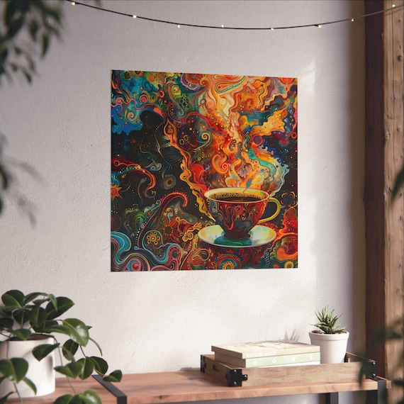 Trippy Coffee Abstract Art, Coffee Lovers Decor