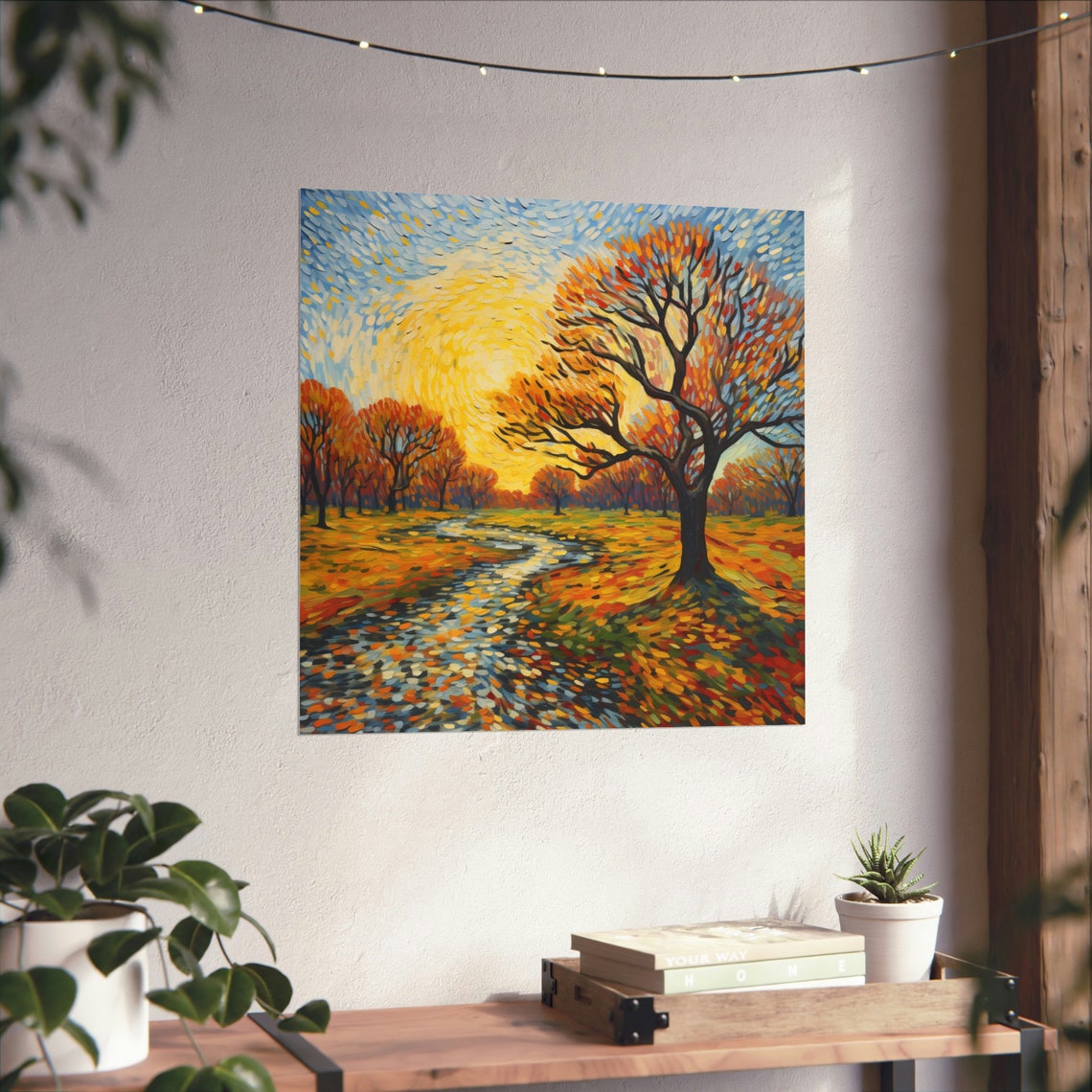 Windy Fall Day, Post-Impressionist Sunset Poster