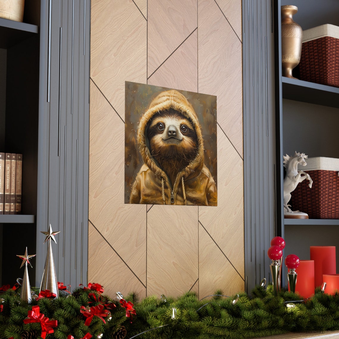 Sloth Wearing A Hoodie, Funny Sloth Art Print - Image 3