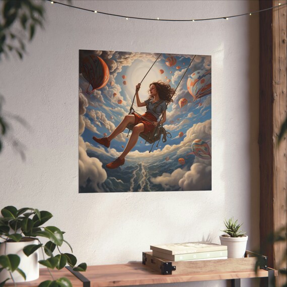 Sky High Gir Flying Hot Air Balloon, Modern Art
