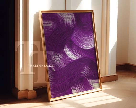 Bold Purple Abstract Minimalist Wavy Print Wall Art