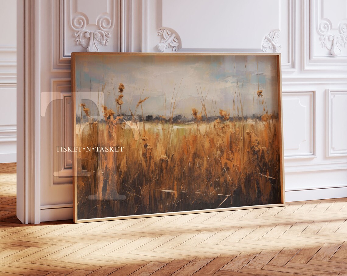 Golden Wheat Field Vintage Countryside Landscape Painting Art Poster