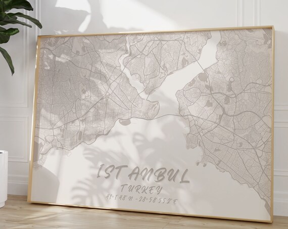 Istanbul Turkey Street Map Neutral Beige Minimalist City Art Poster