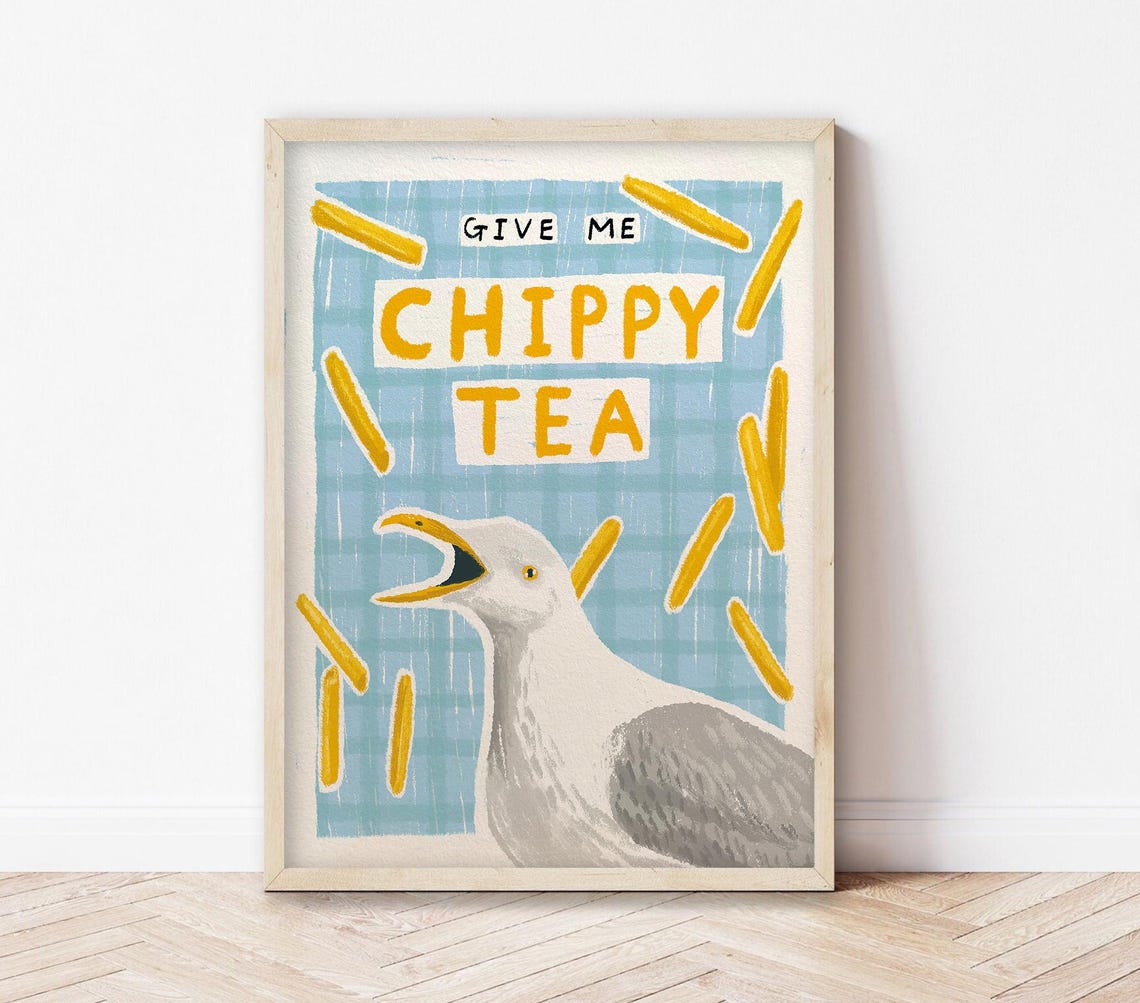 Chippy Tea Seagull A5a4 Print