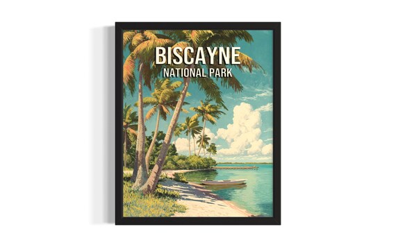 Biscayne National Park Palm Beach Tropical Vintage Travel Poster