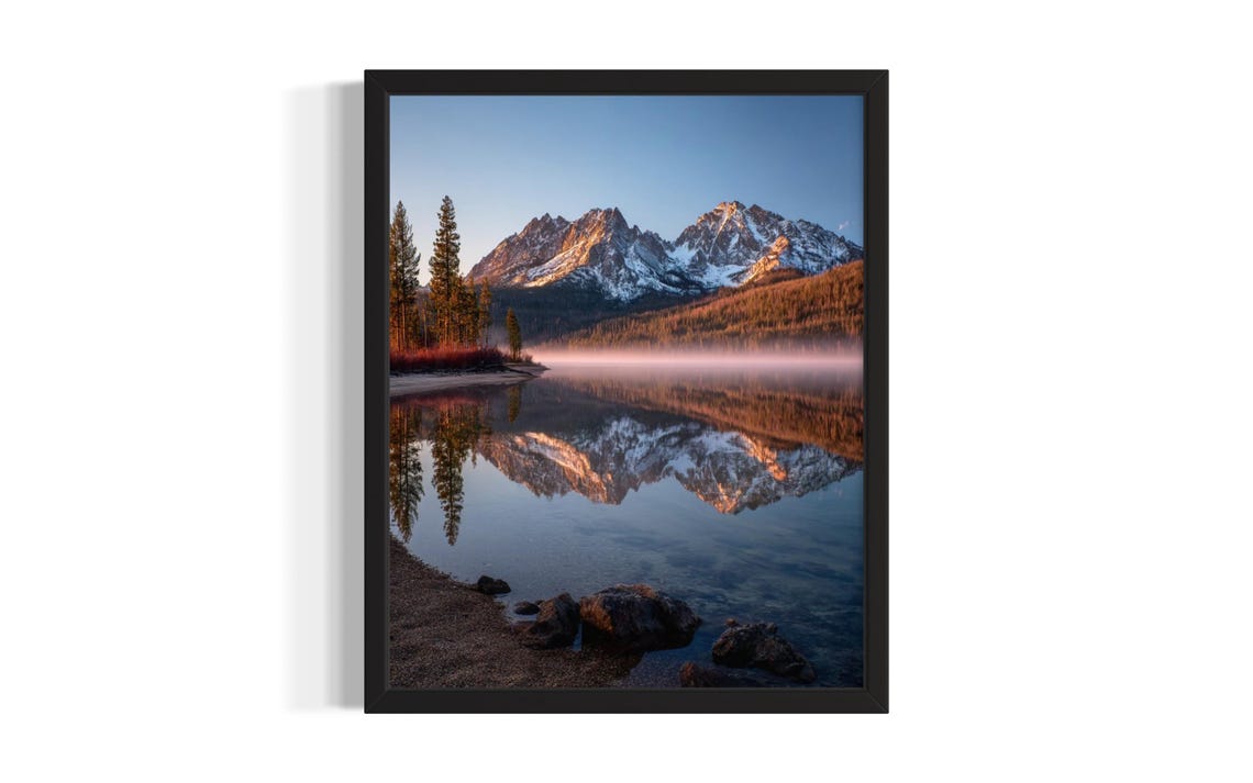 Idaho Sawtooth Mountains Snowcapped Peaks Alpine Lake Poster