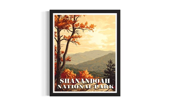 Shenandoah National Park Autumn Mountains Vintage Travel Poster