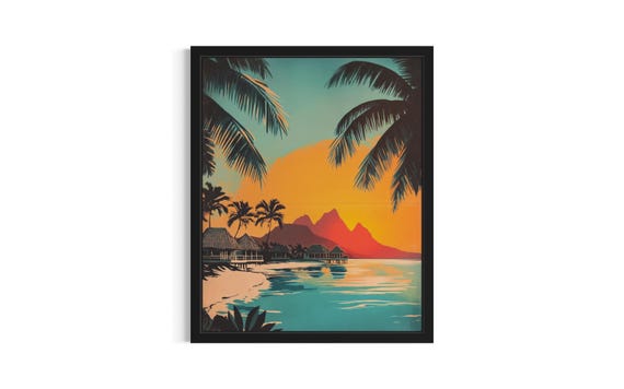 Tahiti Beach International Beaches Poster Art Print Living Roomwall Original Painting Artwork Decor