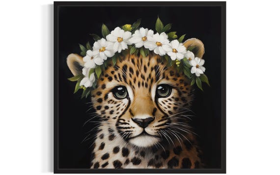 Leopard Nursery Animal Poster Art Print Living Room Wall Original Painting Artwork Decor