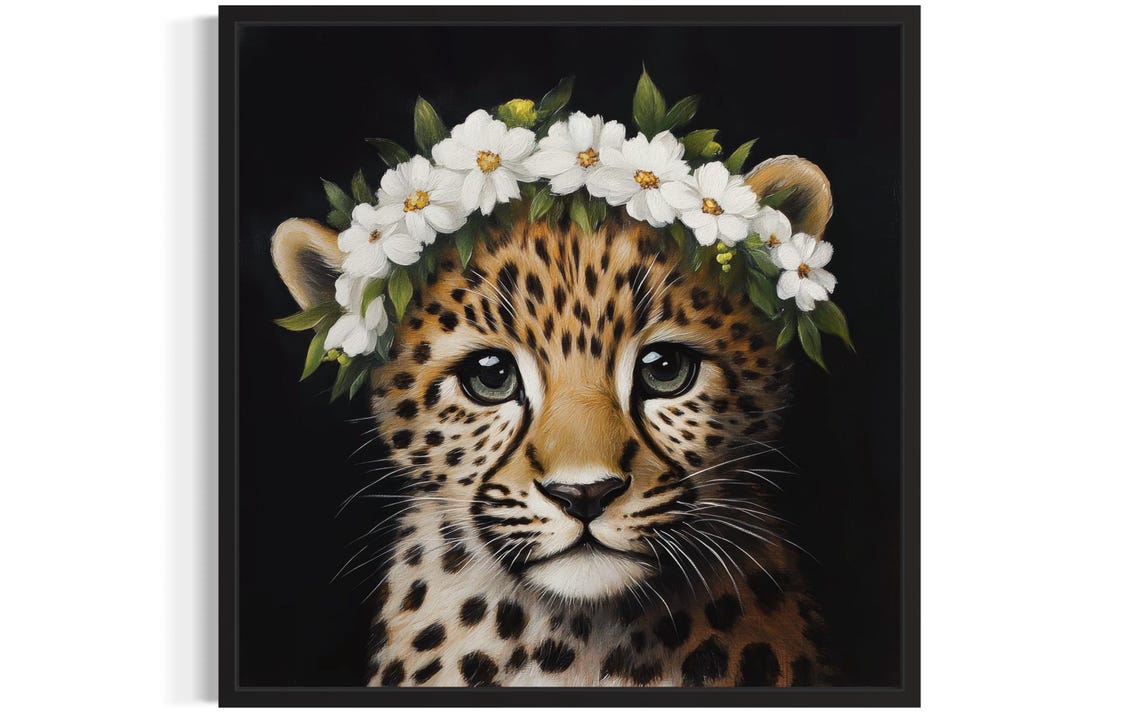 Leopard Nursery Animal Poster Art Print Living Room Wall Original Painting Artwork Decor