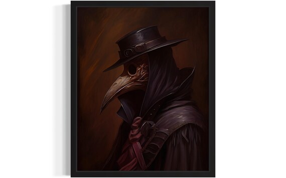 Macabre Plague Doctor With Beaked Mask Dark Oil Painting Poster
