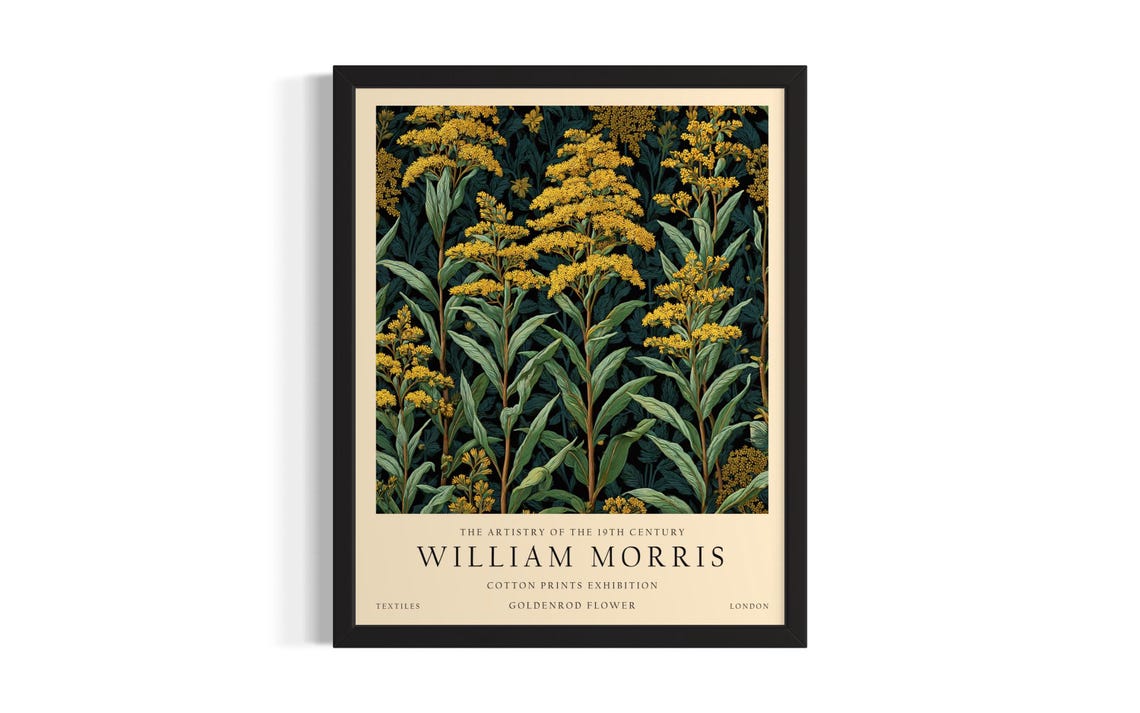 Yellow Goldenrod William Morris Cotton Prints Exhibition Poster