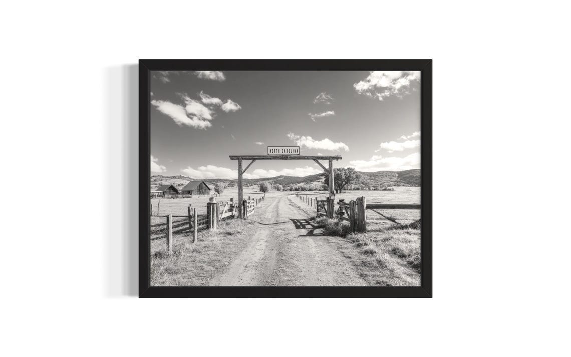 North Carolina Cowboy Ranch Vintage Black And White Photo Poster
