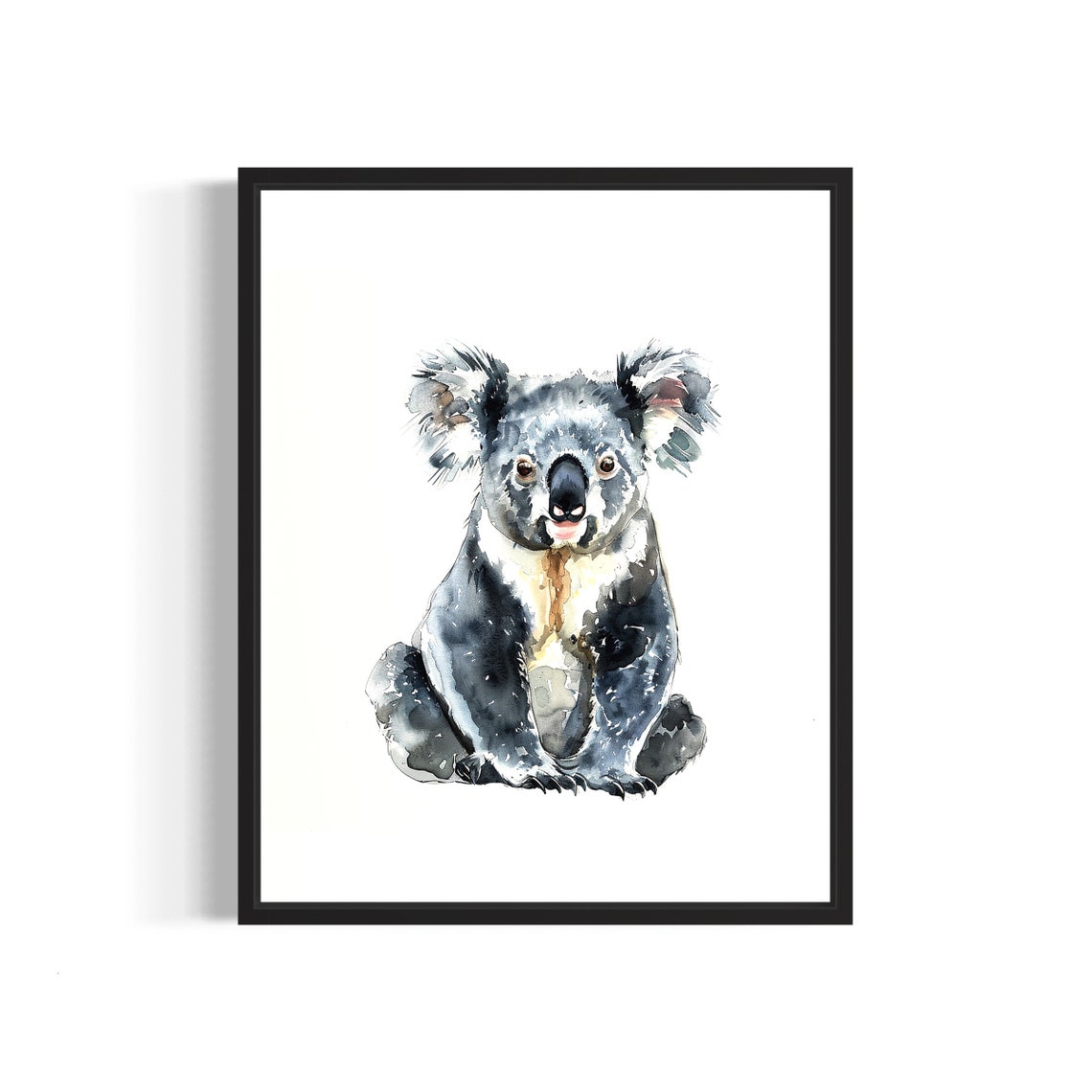 Sleepy Koala Sitting Among Branches Watercolor Wildlife Poster