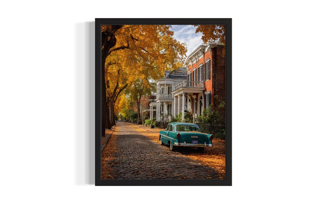 Mississippi Antebellum Homes Historic Street Autumn Scene Poster