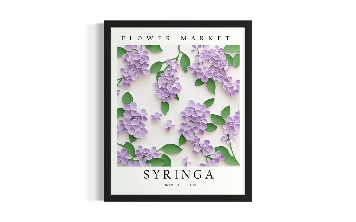 Flower Market Syringa Bloom Art 3D Paper Flower Collection Poster