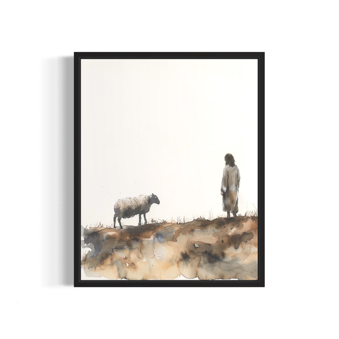 Jesus the Good Shepherd Carrying His Lamb Christian Art Poster