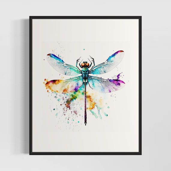 Dragonfly Watercolor Art Print Dragonfly Painting Wall Art Decor Original Artwork By Artist