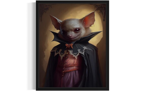 Cute Baby Bat in a Vampire Cape With a Bow Tie Portrait Poster