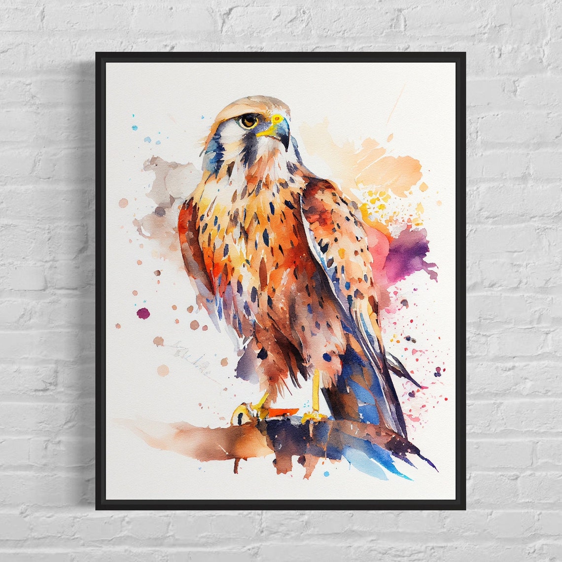 American Kestrel Falcon Watercolor Raptor Bird Of Prey Poster