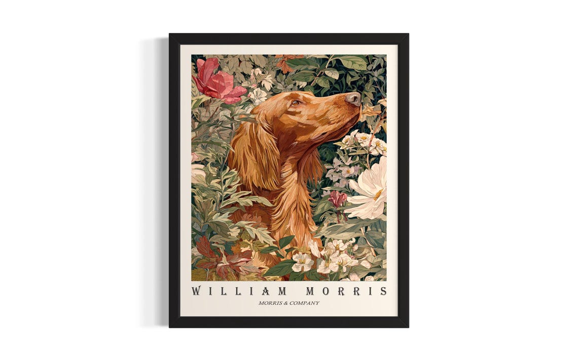 Irish Setter William Morris Botanical Floral Dog Portrait Poster