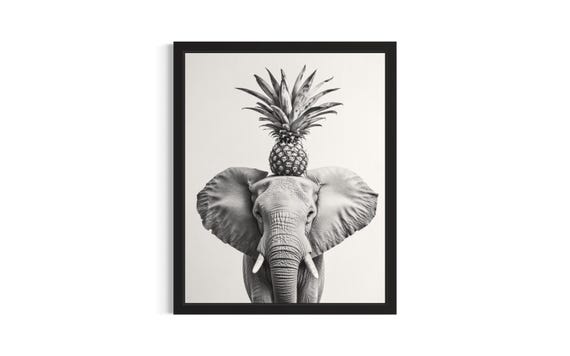 Elephant Kitchen Animals Poster Art Print Wall Original Painting Artwork Decor