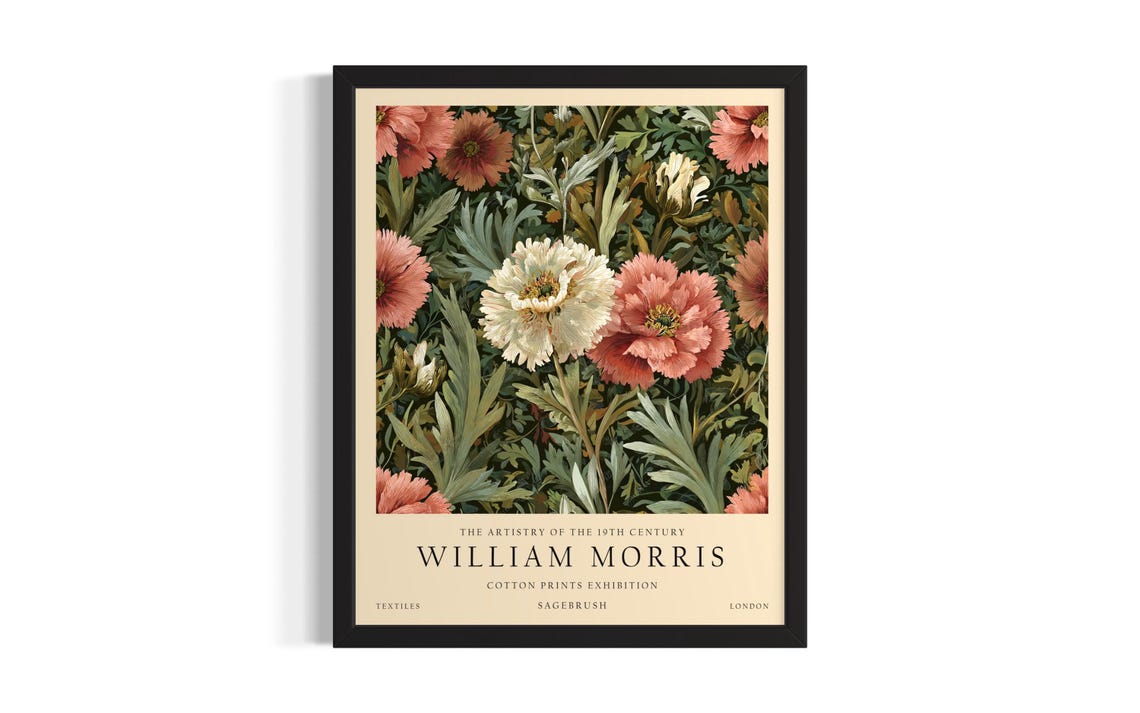 William Morris Sagebrush Vintage Botanical Floral Art Poster
