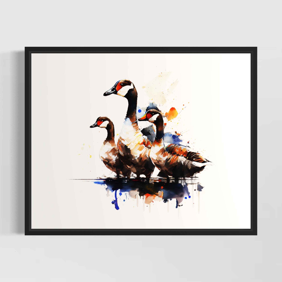 Three Geese Gliding Across Calm Rippling Water Watercolor Poster