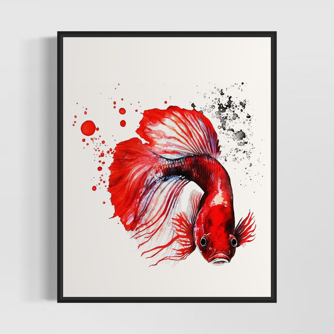 Red Betta Fish Art Print Red Betta Fish Painting Wall Art Poster Original Artwork By Artist