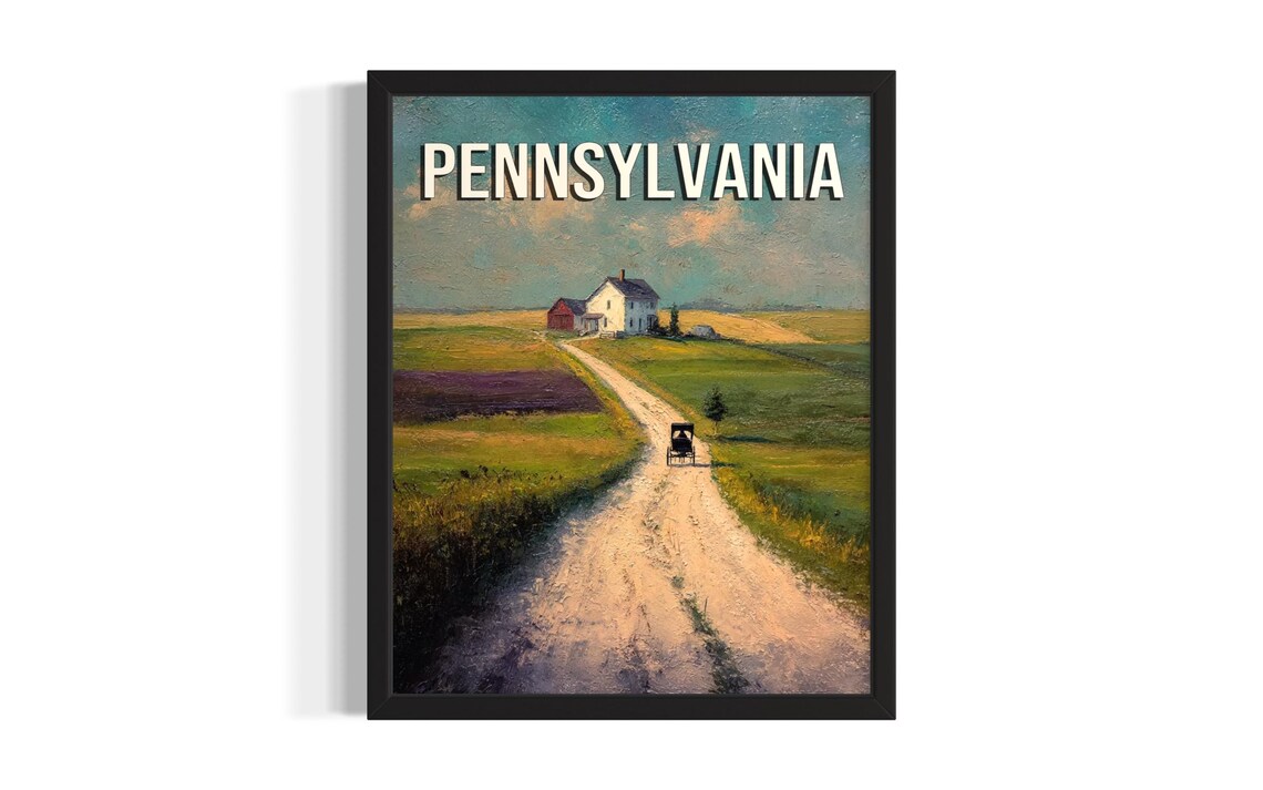 Pennsylvania Farmhouse Vintage Horse Buggy Country Lane Art Poster