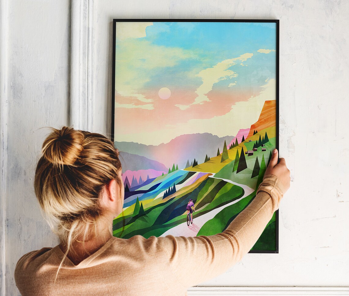Dolomiti Ride Cycling Art Print, Mountain Route - Image 4