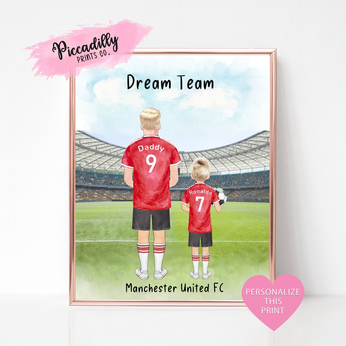 Personalised Football Print for Manchester Utd Fans