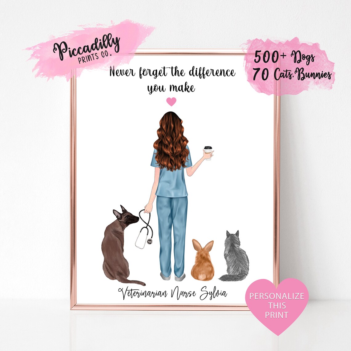 Personalised Vet Thank You Portrait Art Print