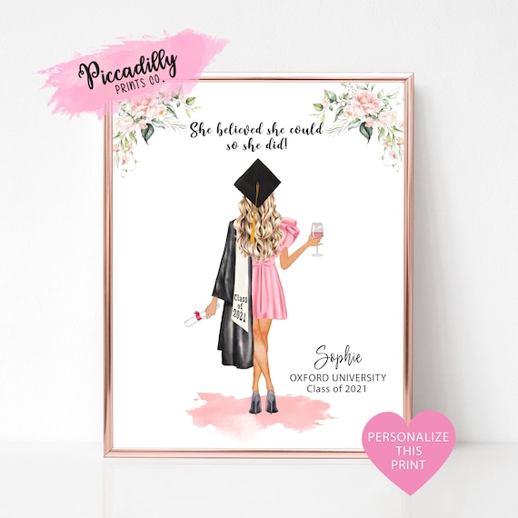 Personalised Graduation Print, Custom Portrait Gift