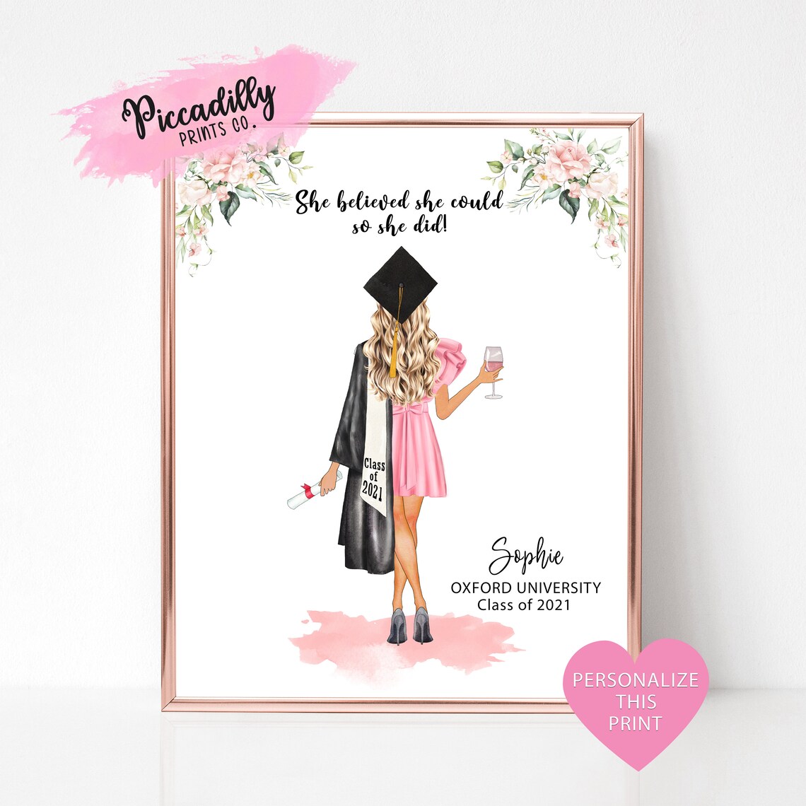 Personalised Graduation Print, Custom Portrait Gift