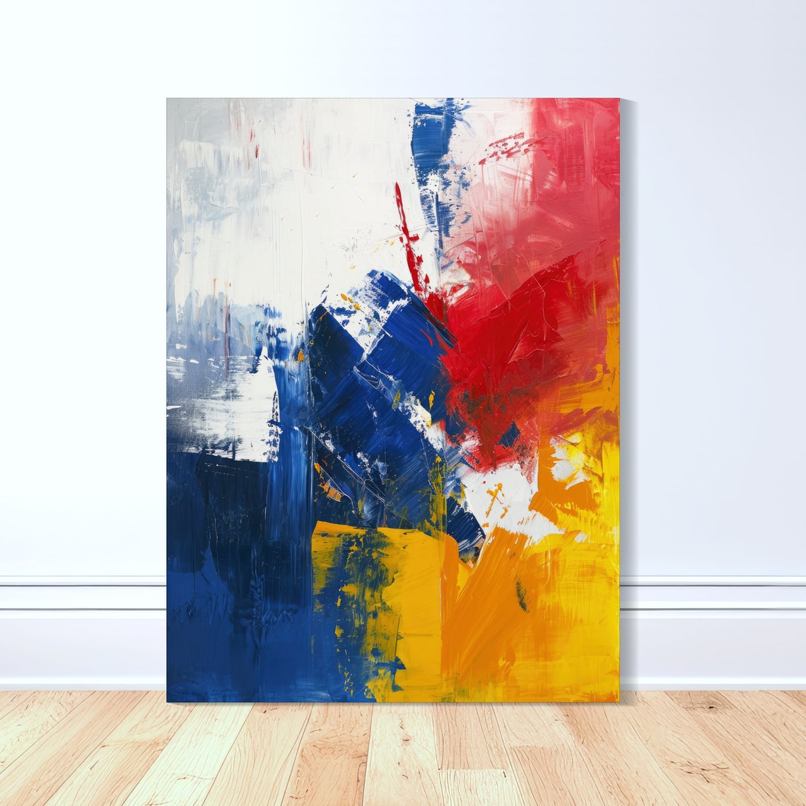 Philippines Flag Colors Abstract Red Blue Yellow Canvas Art Poster