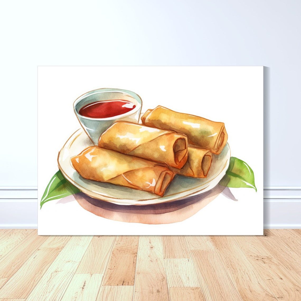 Golden Brown Lumpia Watercolor Art Print, Philippines