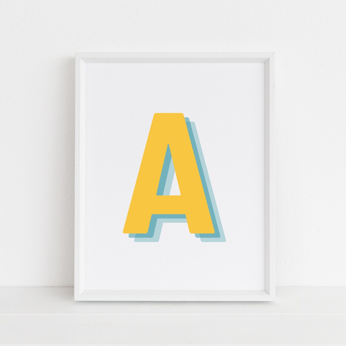 Retro 3D A Letter Monogram, Baby Initial Wall Art