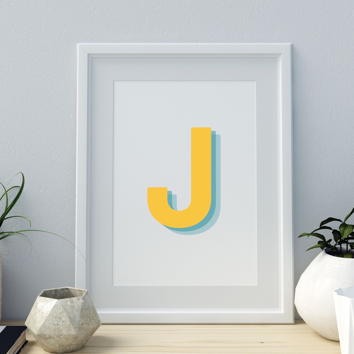 Retro 3D J Letter Monogram Alphabet Print - Image 3